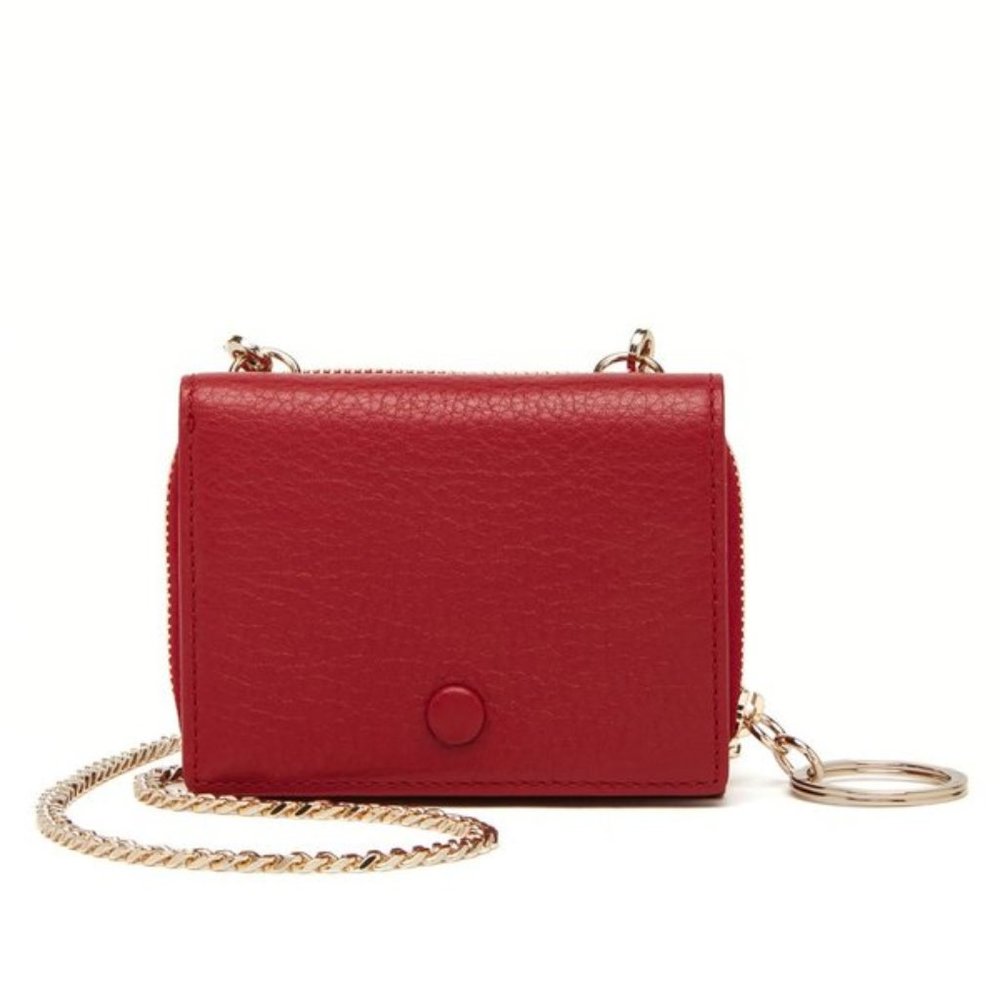 New OAD New York Mini Zip Chain Wallet - Red